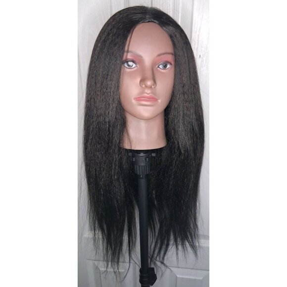 3 in 1 Half Wig Synthetic Kinky Straight 200 Density 20 inch Glueless 1B Black - Picture 1 of 10